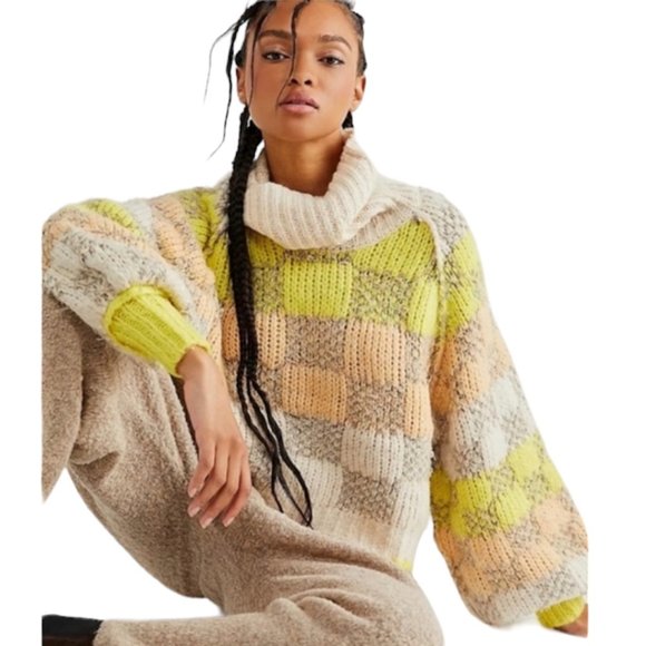 Free People Check Me Out Pullover Sweater Size Small Bright Colourful - Picture 15 of 16